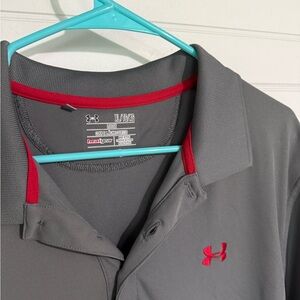 Under Armour Charcoal Polo with Crimson Details